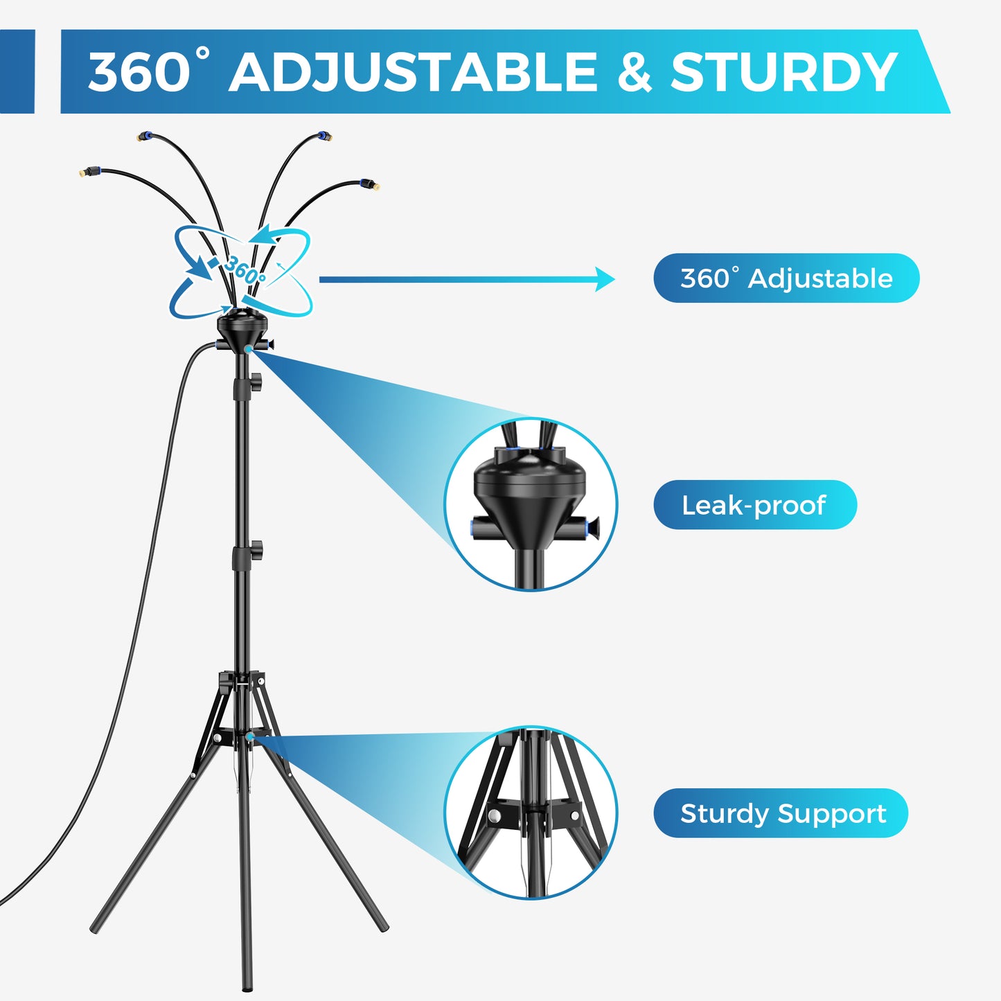 Kfonla 5.3FT Garden Mister for Outside Patio, Portable Outdoor Cooling Mister with 8 Nozzles, 4-Way Adjustable Patio Misting, Plant Mister for Backyard, Pool, Deck, BBQ Party
