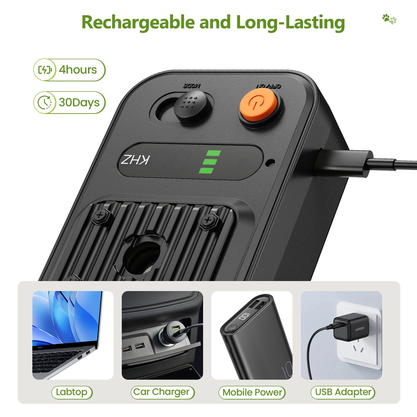 Kfonla Anti Barking Devices, 0.4lb Dog Barking Control Device with 3 Modes, 1500mAh Rechargeable Ultrasonic Training Bark Deterrent Device for Indoor Outdoor