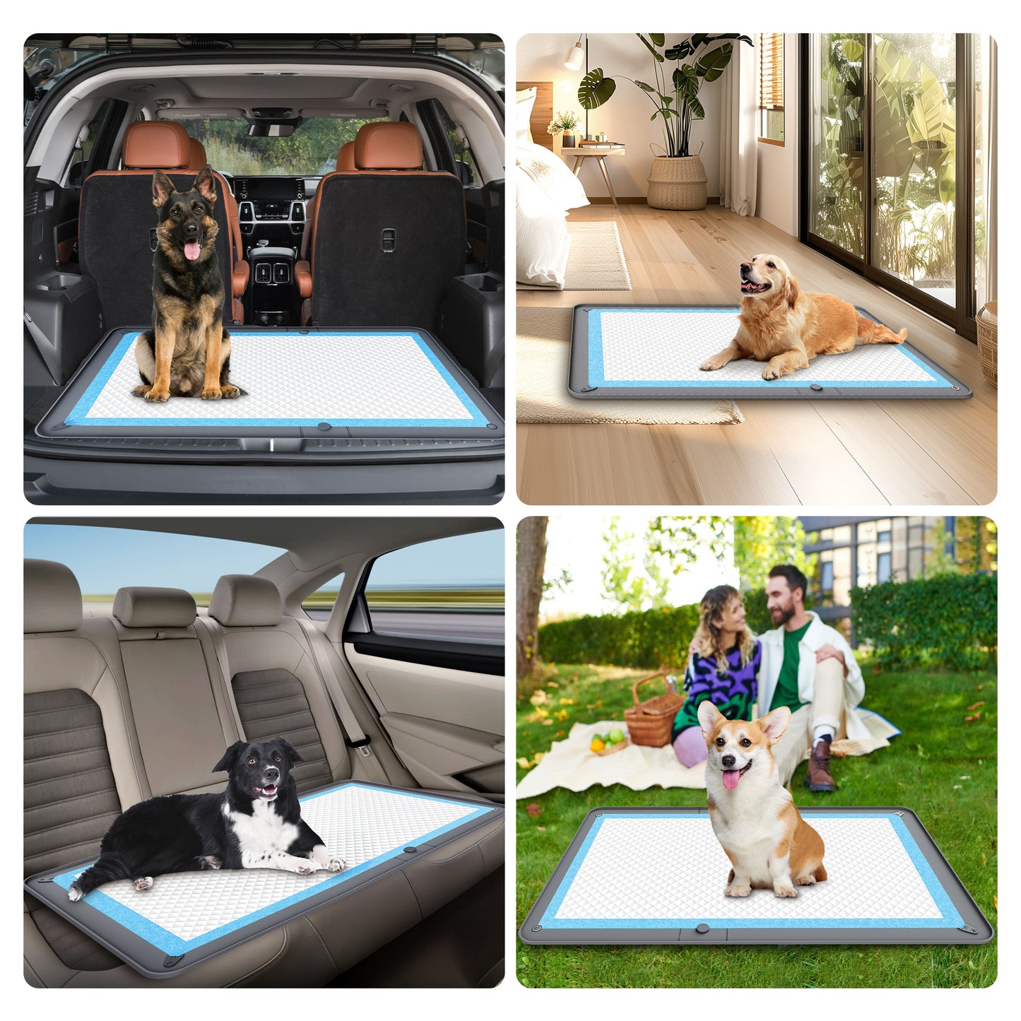 Kfonla 5.5" High Edge Puppy Pad Holder, 26" x 35" Dog Potty Tray, Non Slip Leakproof Tray with 2 Free Training Pads