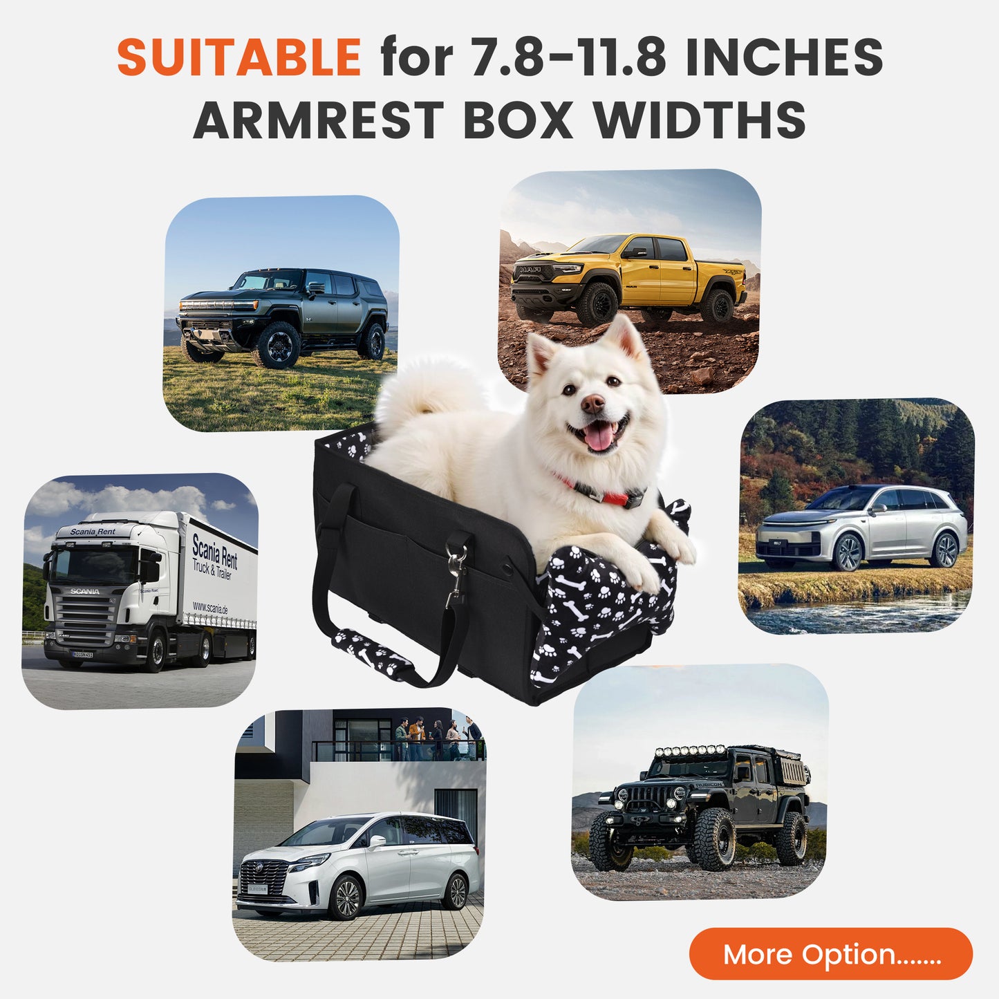 Kfonla Dog Car Seat for Small Dogs, Small Dog Booster Car Seat /Puppy Car Seat with Shoulder Brace Seat Tethers, Up to 11 lbs, Black