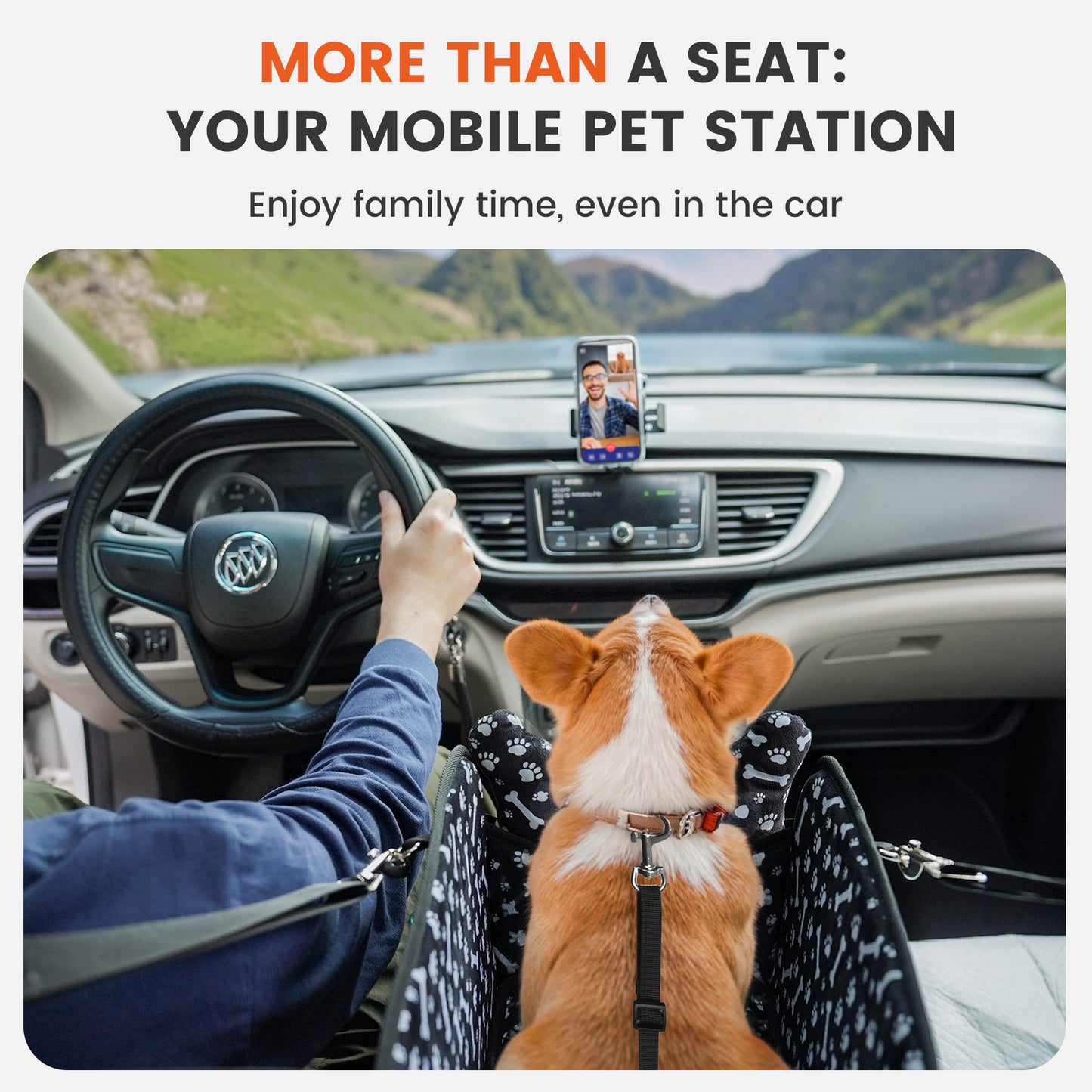 Kfonla Dog Car Seat for Small Dogs, Small Dog Booster Car Seat /Puppy Car Seat with Shoulder Brace Seat Tethers, Up to 11 lbs, Black